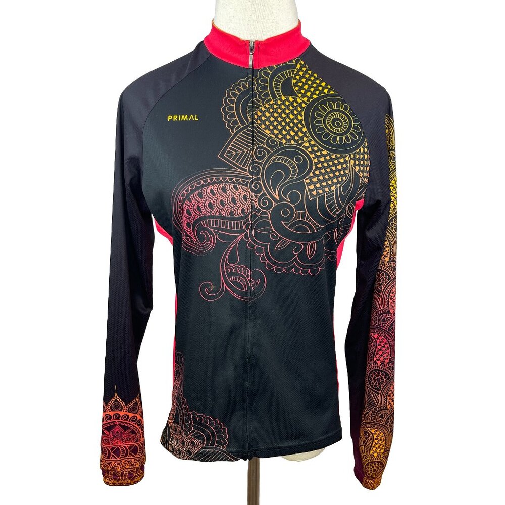 Primal Women's Longsleeve Cycling Jersey in Kashmir Black sz M